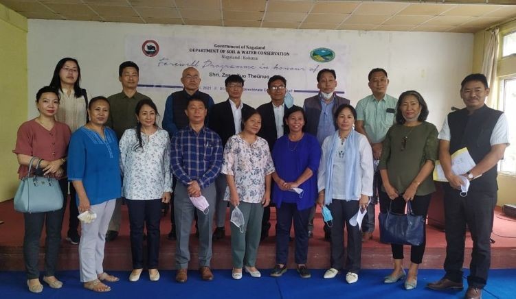 Department of Soil & Water Conservation (DoSWC), Nagaland bid farewell to its outgoing Registrar Zasevituo Theünuo on April 30. (DIPR Photo)